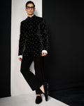 Black Stone Tablet Bandhgala By KYNAH, Luxury Indian Fashion & Bridal Wear