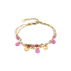 Pulsera con Cuarzo Rosa acabado oro 18k - Omlia
