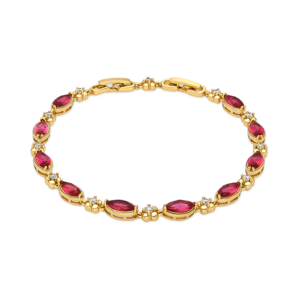 Pulsera con Circonita Rubí acabado oro 18k - Julie