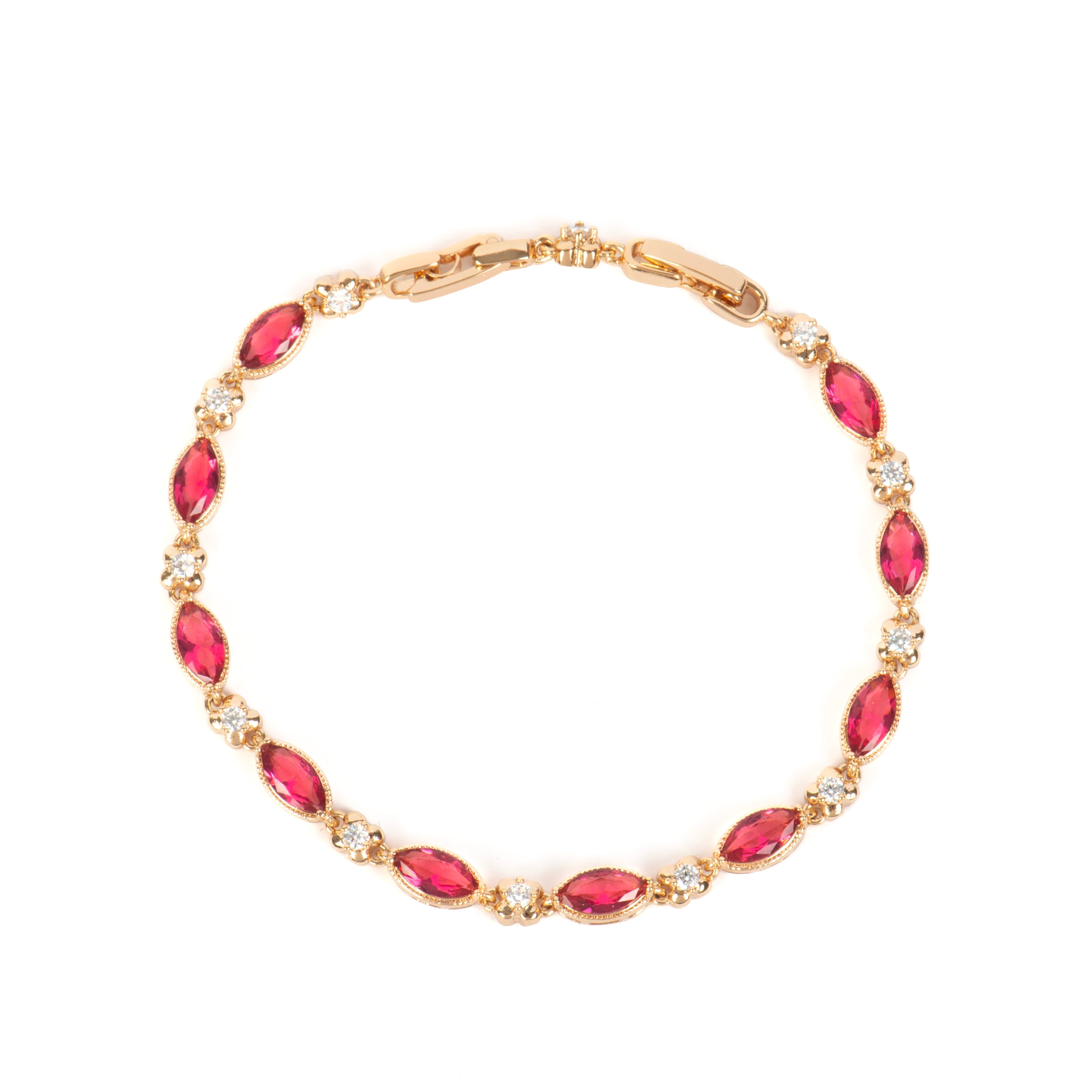 Pulsera con Circonita Rubí acabado oro 18k - Julie