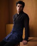 Black To Navy Blue Nehru By KYNAH, Luxury Indian Fashion & Bridal Wear