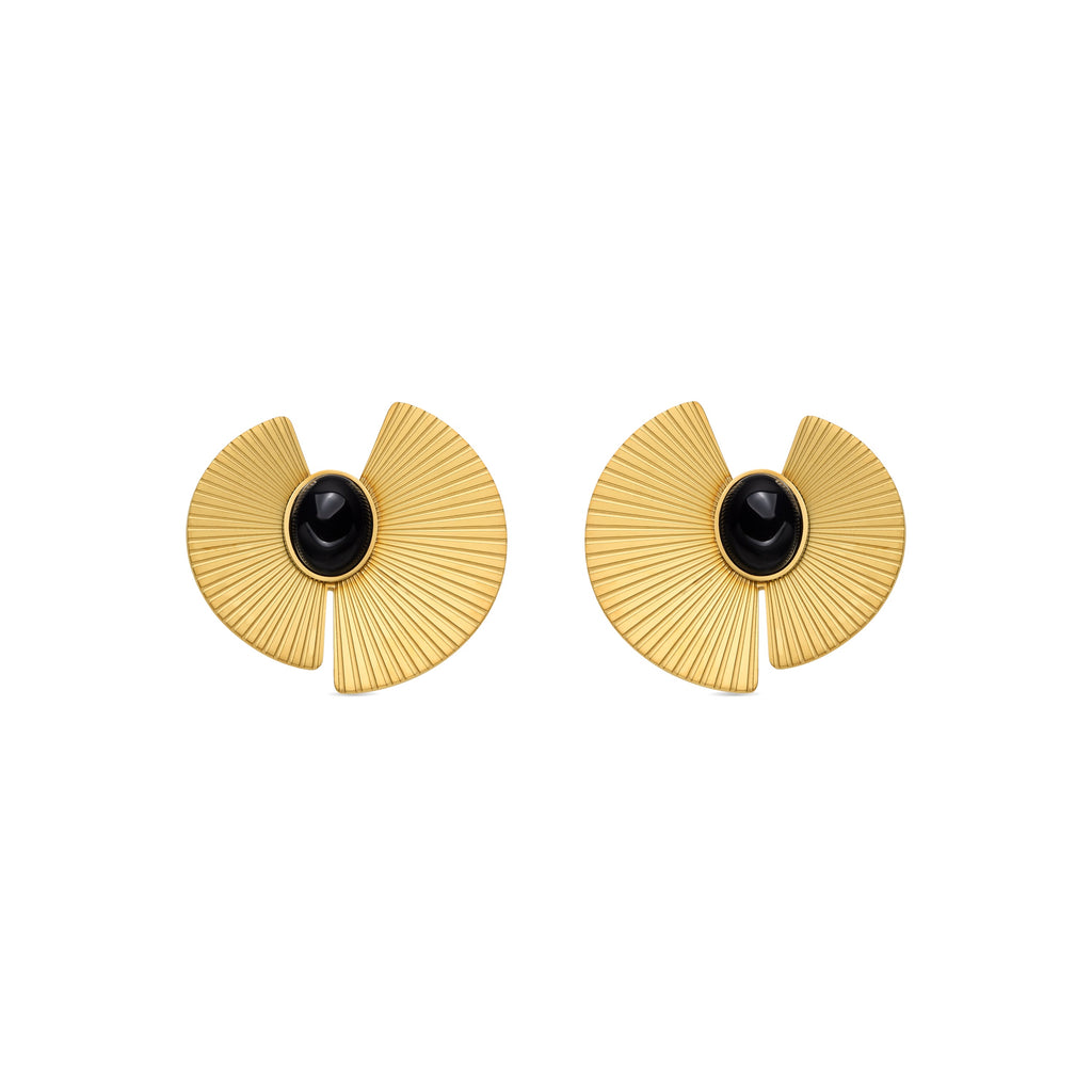 Pendientes con Onix acabado oro 18k - Lessa