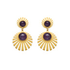 Pendientes con Cuarzo Hidrotermal Amatista acabado oro 18k - Zuxia