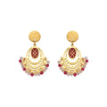 Pendientes con Cristal Rojo acabado oro 18k - Moku