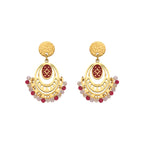 Pendientes con Cristal Rojo acabado oro 18k - Moku