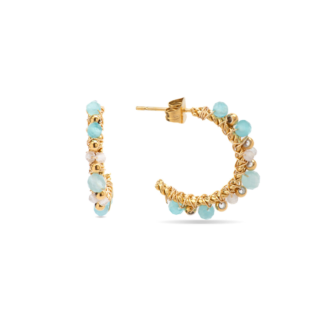 Pendientes con Cristal Multicolor acabado oro 18k - Mawan