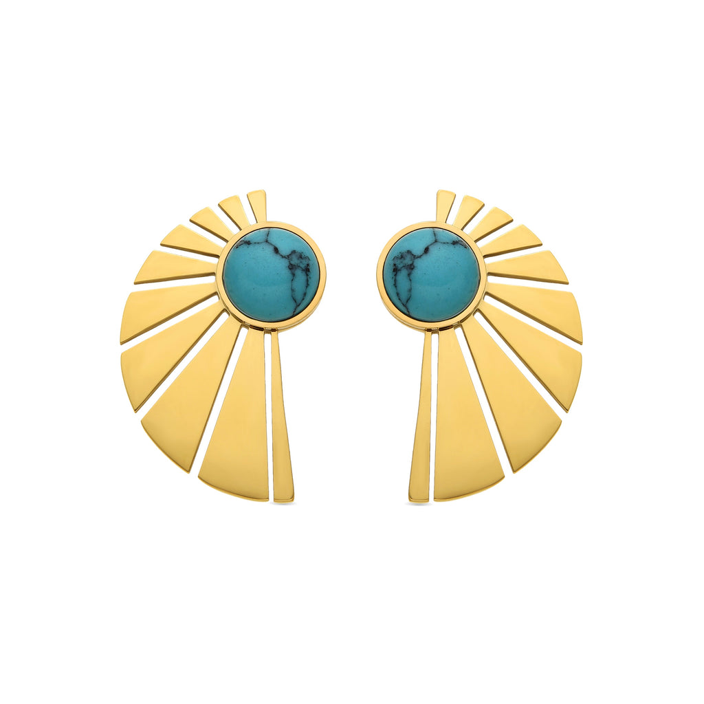 Pendientes con Turquesa acabado oro 18k - Kasfa