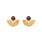 Pendientes con Cuarzo Hidrotermal Amatista acabado oro 18k - Koru