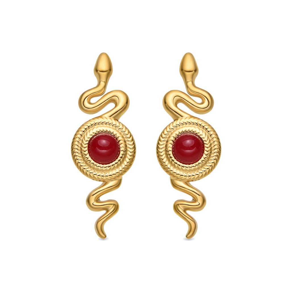 Pendientes con Cristal Rojo acabado oro 18k - Edrak