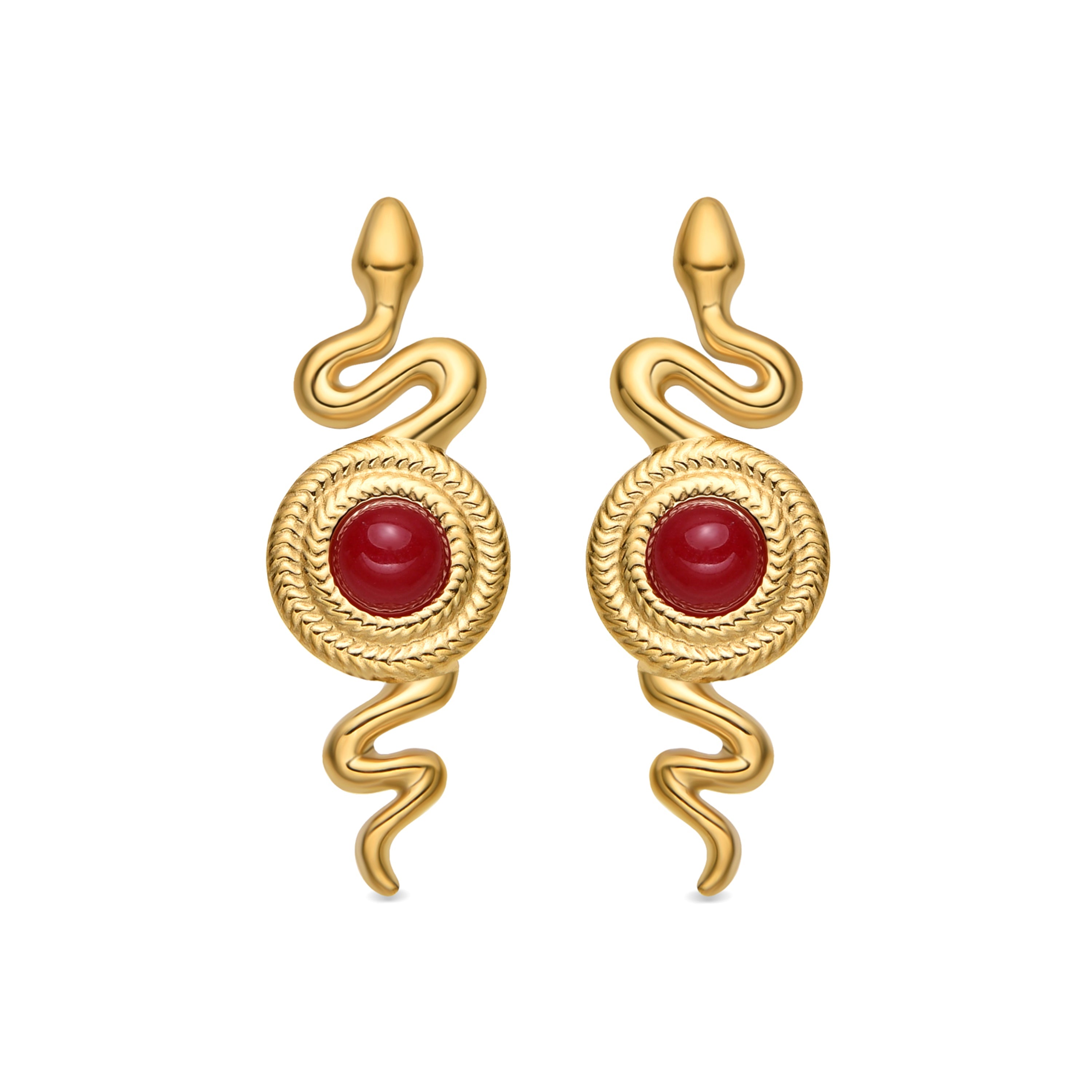 Pendientes con Cristal Rojo acabado oro 18k - Edrak