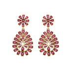 Pendientes con Circonita Rubí acabado oro 18k - Sharam