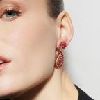 Pendientes con Circonita Rubí acabado oro 18k - Sharam