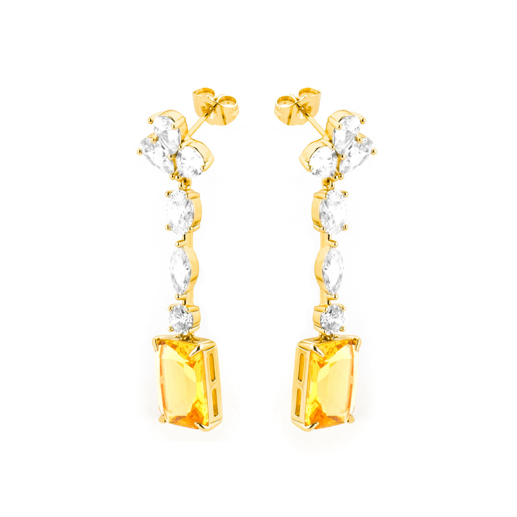 Pendientes con Padparadscha acabado oro 18k - Phami