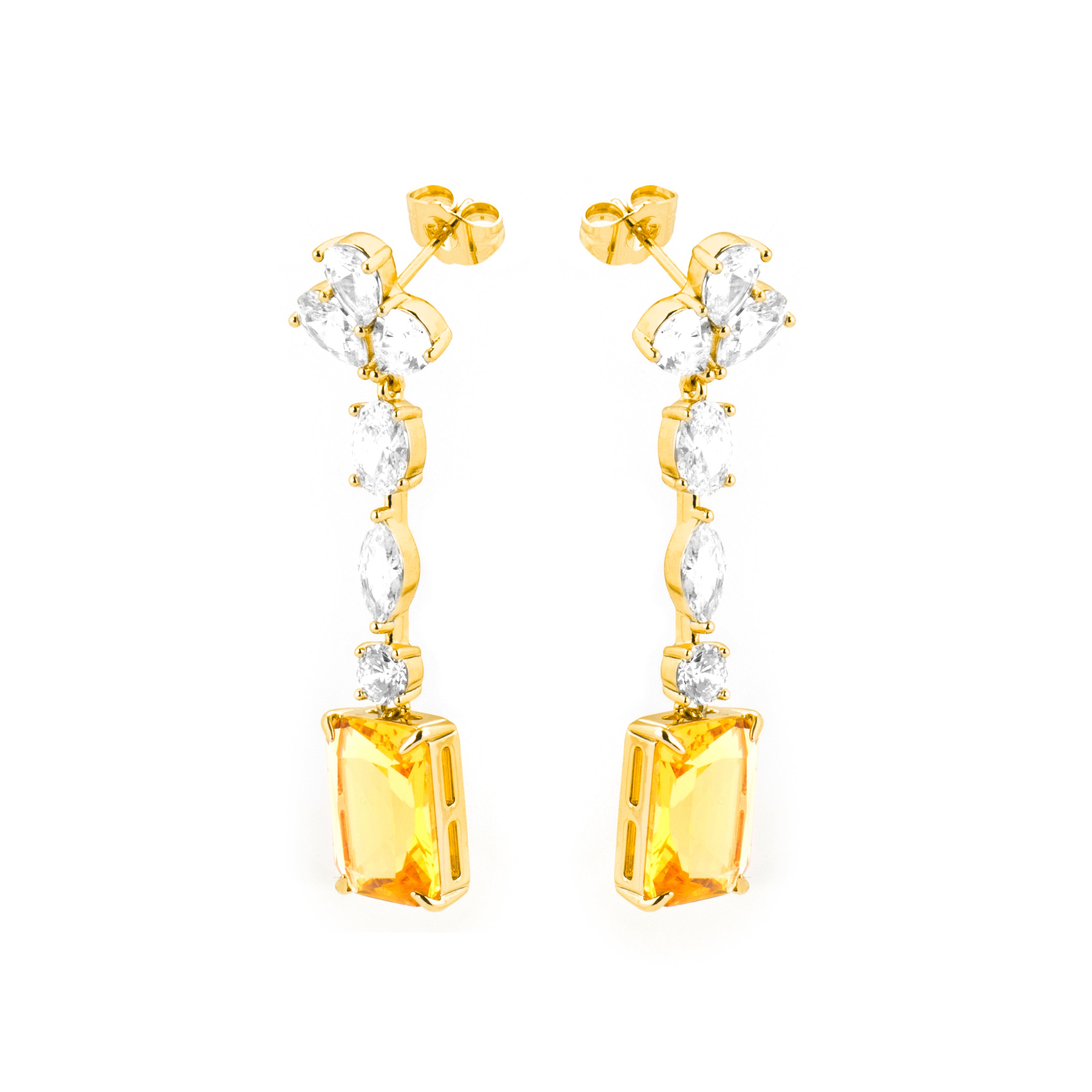 Pendientes con Padparadscha acabado oro 18k - Phami