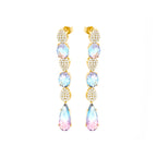 Pendientes con Circonita Multicolor acabado oro 18k - Dirio