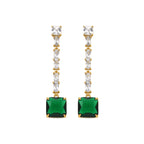 Pendientes con Circonita Esmeralda acabado oro 18k - Waraim
