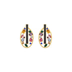 Pendientes con Circonita Multicolor acabado oro 18k - Habyo