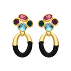 Pendientes con Circonita Multicolor acabado oro 18k - Adba