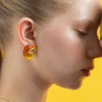 Pendientes con Resina Ambar acabado oro 18k - Overnya