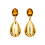 Pendientes con Cuarzo Hidrotermal Naranja acabado oro 18k - Goneth