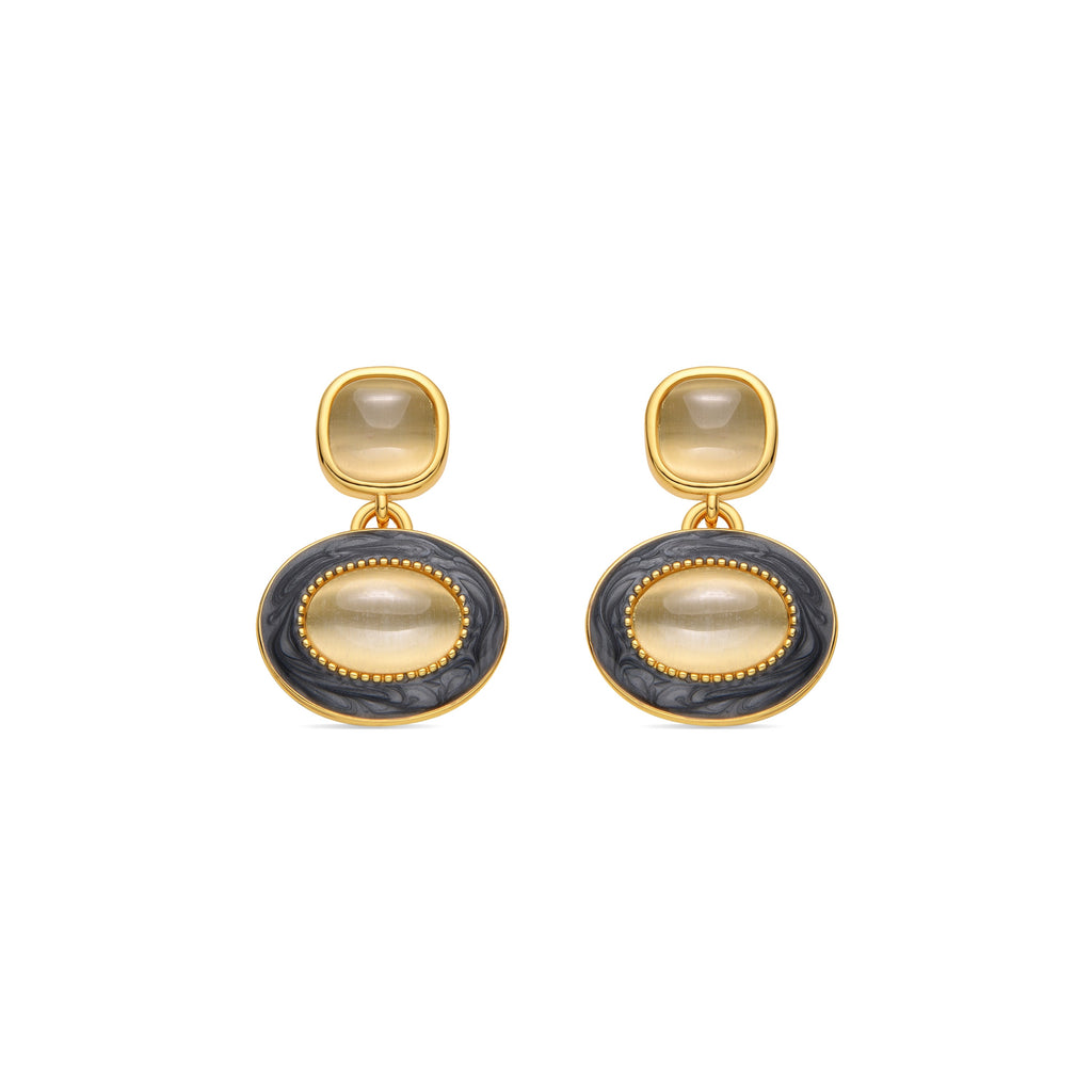 Pendientes con Ojo de Gato acabado oro 18k - Iki