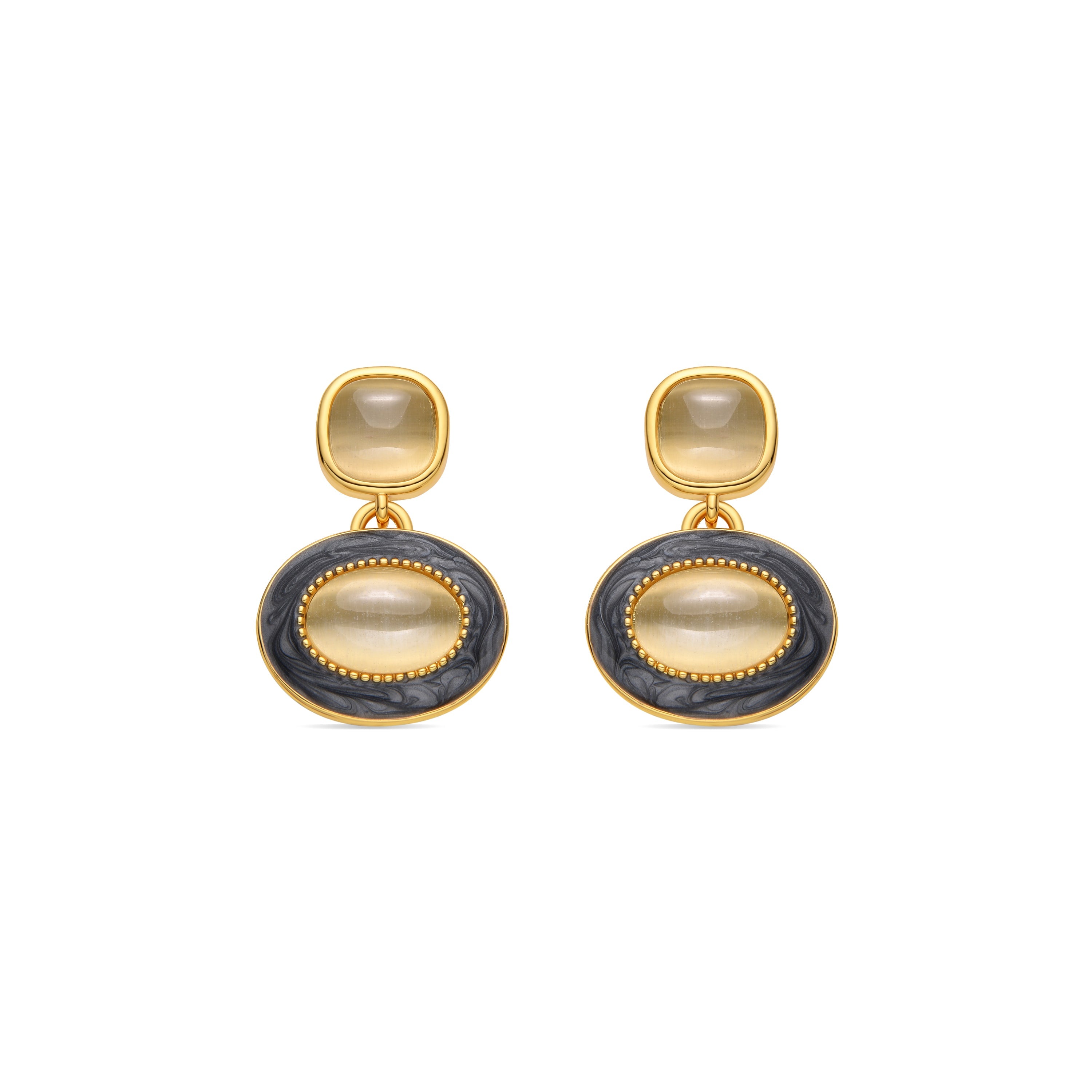 Pendientes con Ojo de Gato acabado oro 18k - Iki