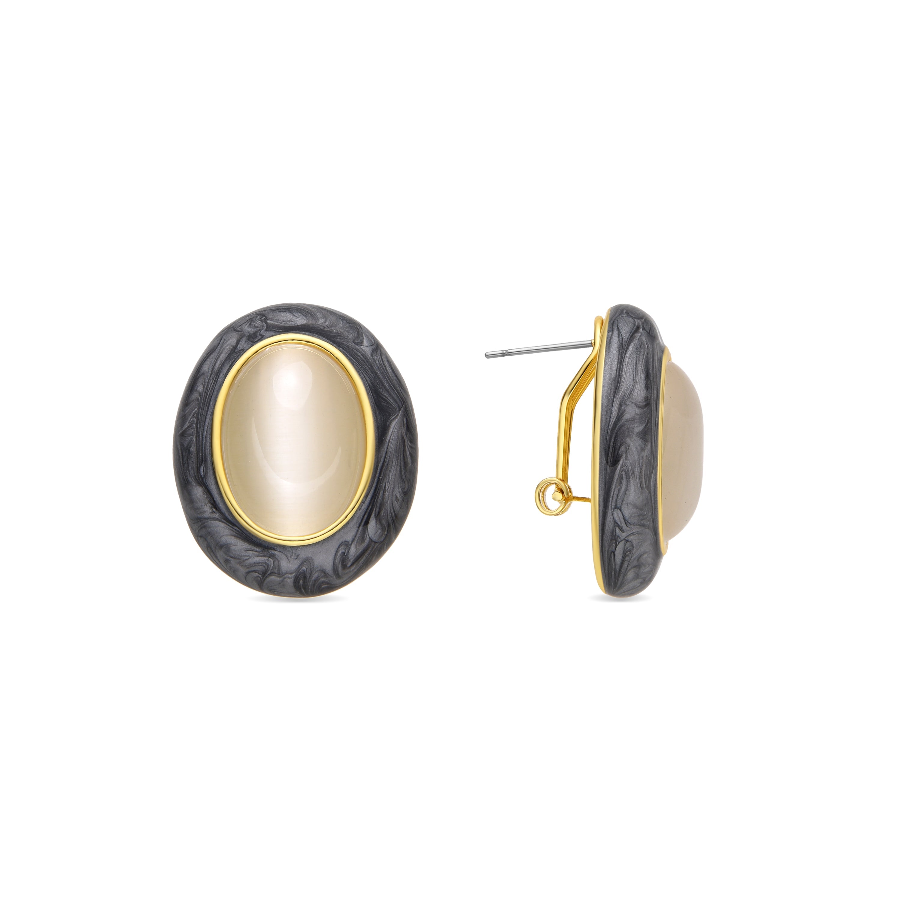 Pendientes con Ojo de Gato acabado oro 18k - Lyme
