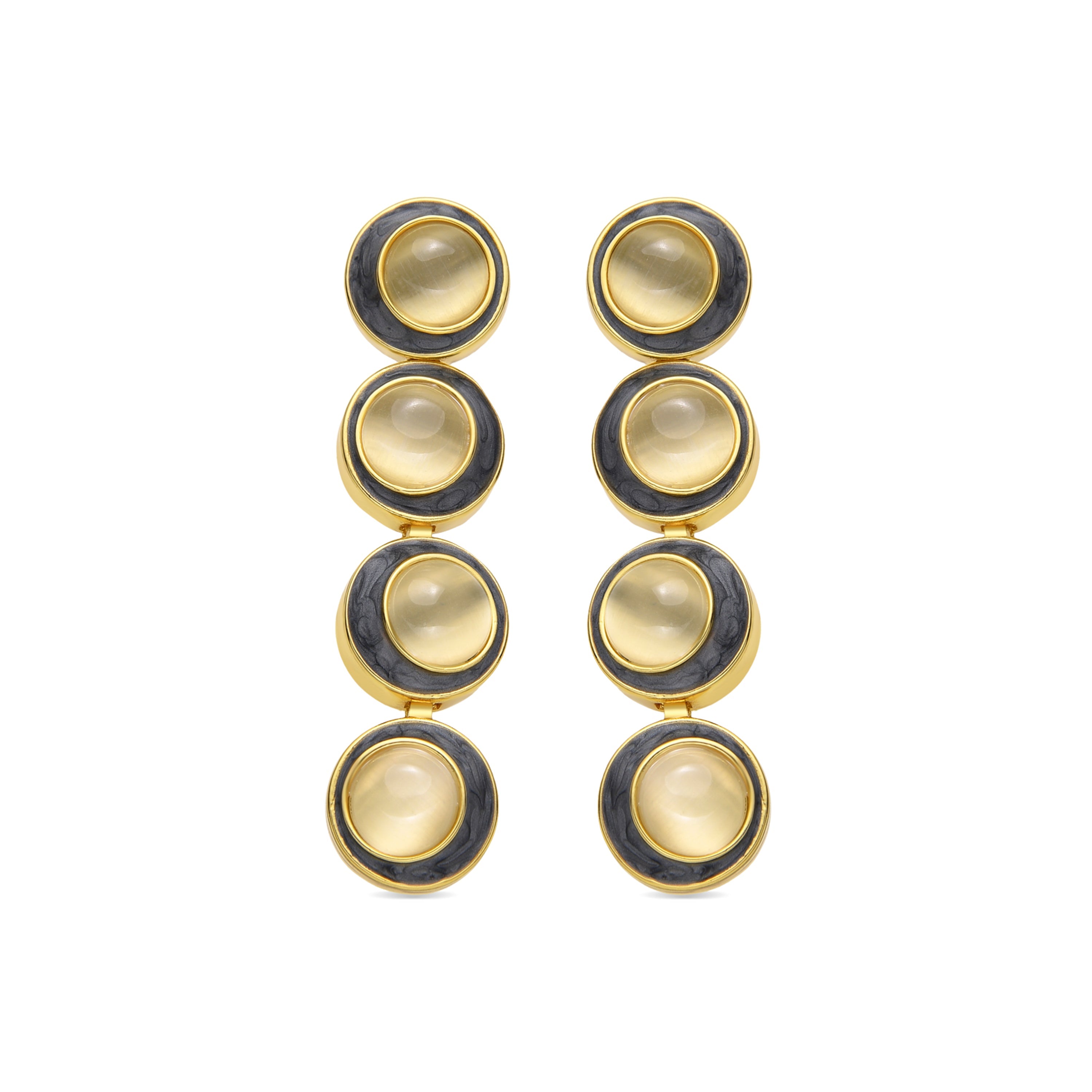 Pendientes con Ojo de Gato acabado oro 18k - Nawil