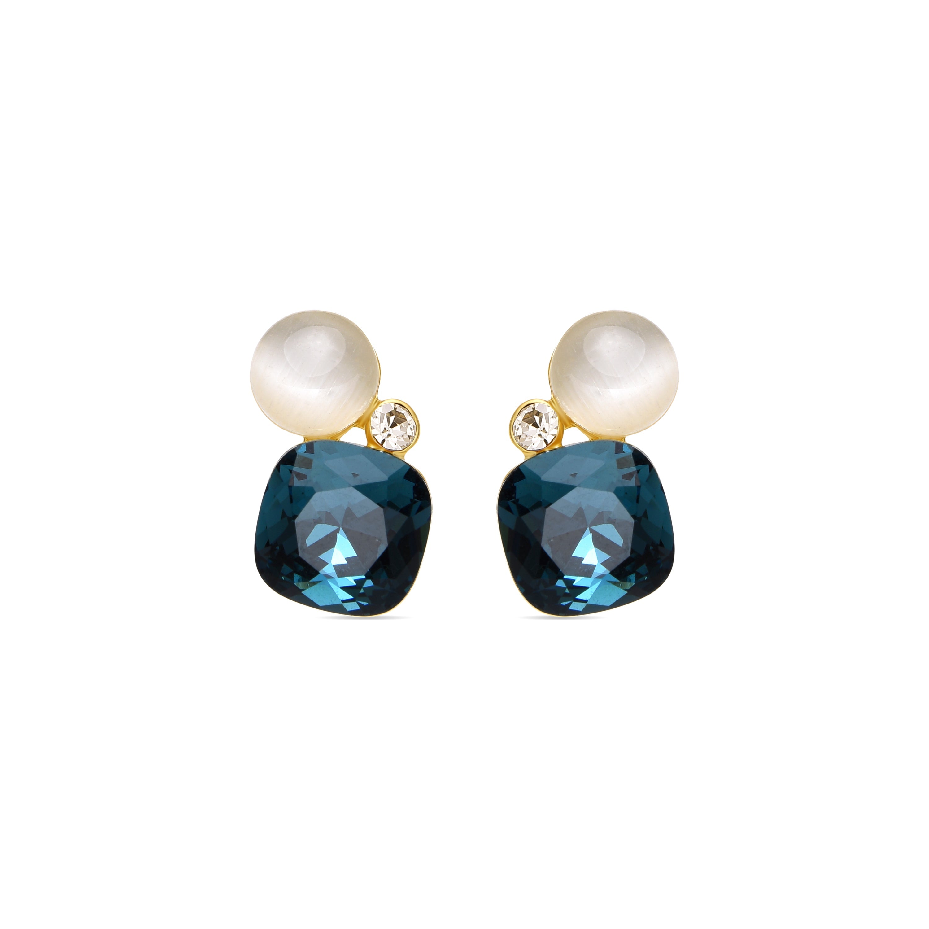 Pendientes con Ojo de Gato acabado oro 18k - Sitla