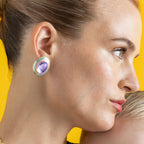 Pendientes con Cristal Morado acabado oro 18k - Nori