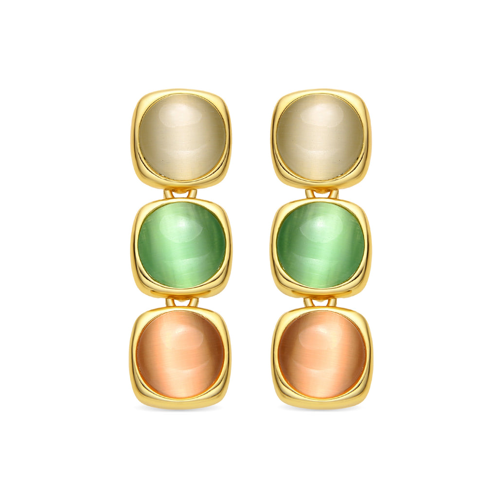 Pendientes con Ojo de Gato Multicolor acabado oro 18k - Shureo