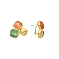 Pendientes con Ojo de Gato Multicolor acabado oro 18k - Nuroa