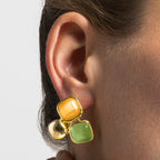 Pendientes con Ojo de Gato Multicolor acabado oro 18k - Nuroa