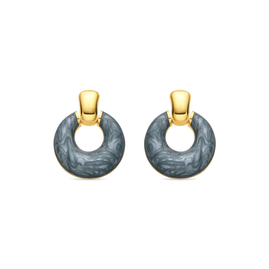 Pendientes con Lacado Azul acabado oro 18k - Fores
