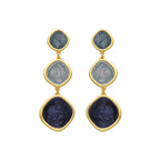 Pendientes con Lacado Azul acabado oro 18k - Belgul