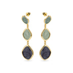 Pendientes con Lacado Azul acabado oro 18k - Belgul