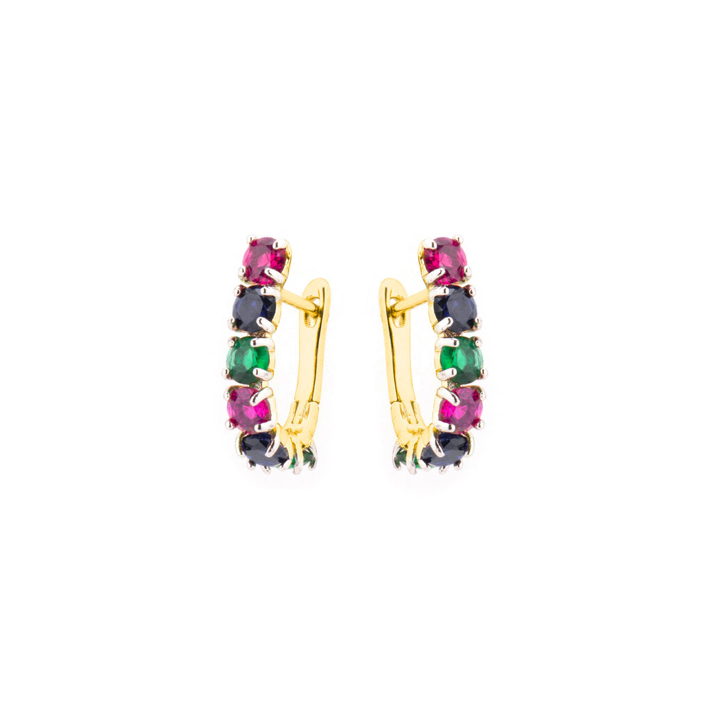 Pendientes con Circonita Multicolor acabado oro 18k - Mehru