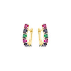 Pendientes con Circonita Multicolor acabado oro 18k - Mehru