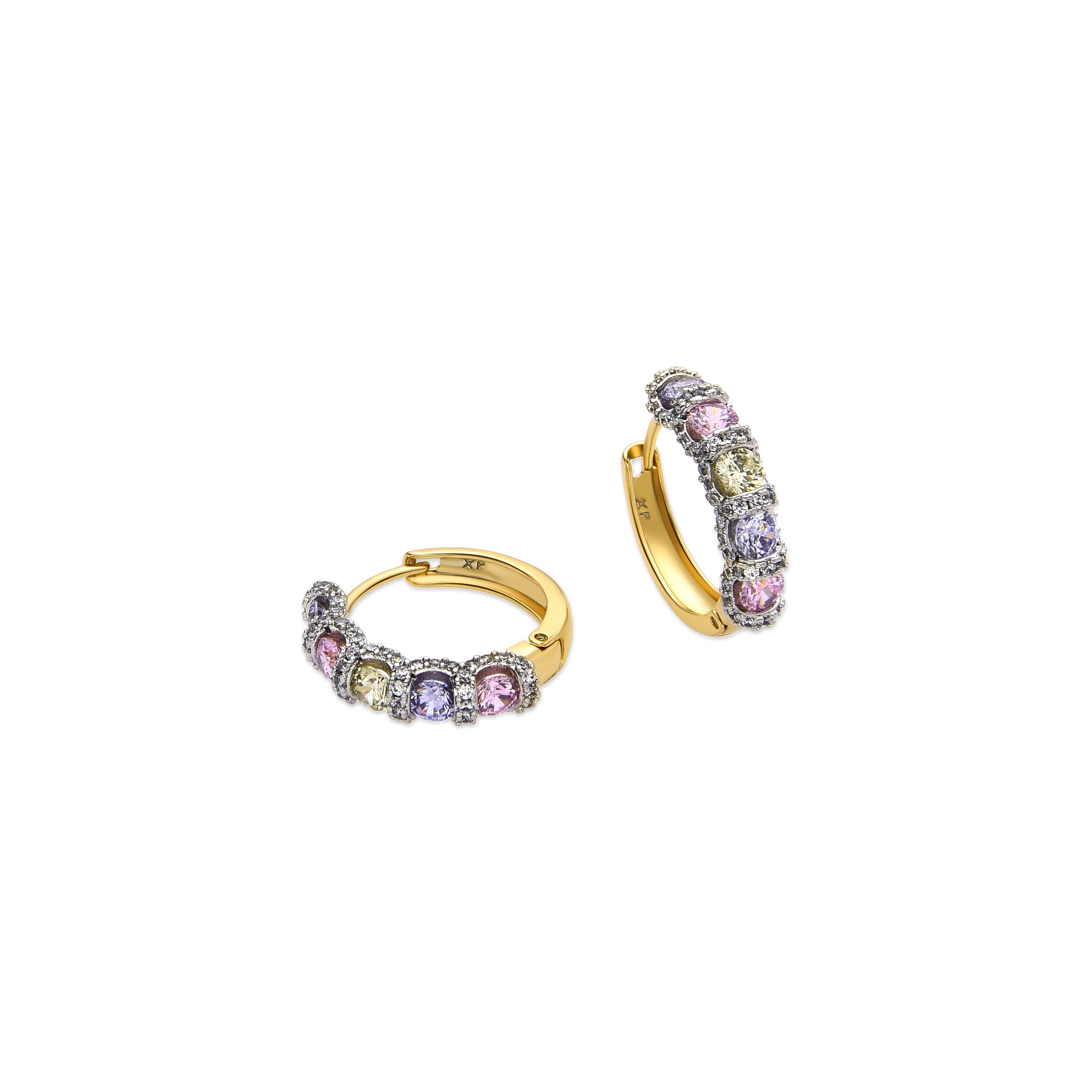 Pendientes con Circonita Amatista acabado oro 18k - Yrat