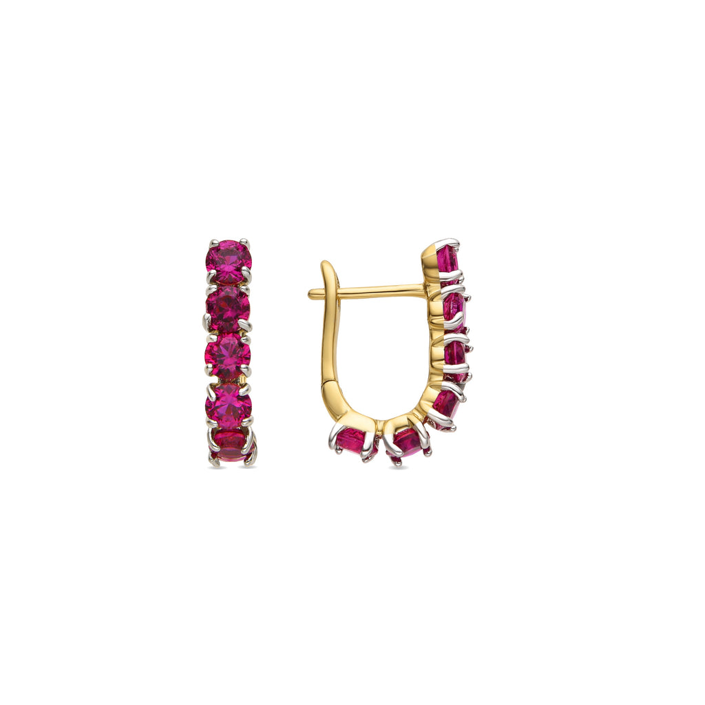 Pendientes con Circonita Rubí acabado oro 18k - Kine