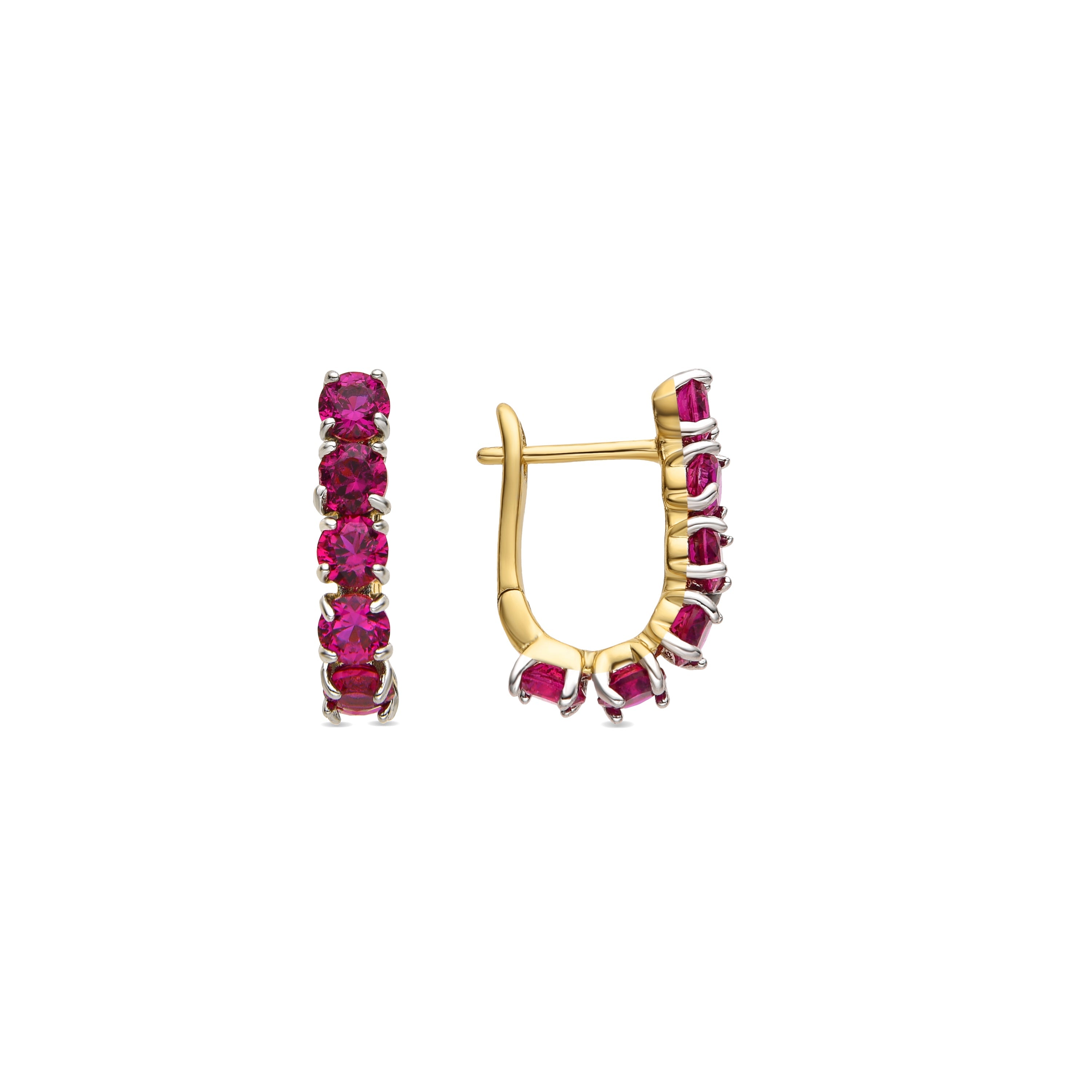 Pendientes con Circonita Rubí acabado oro 18k - Kine