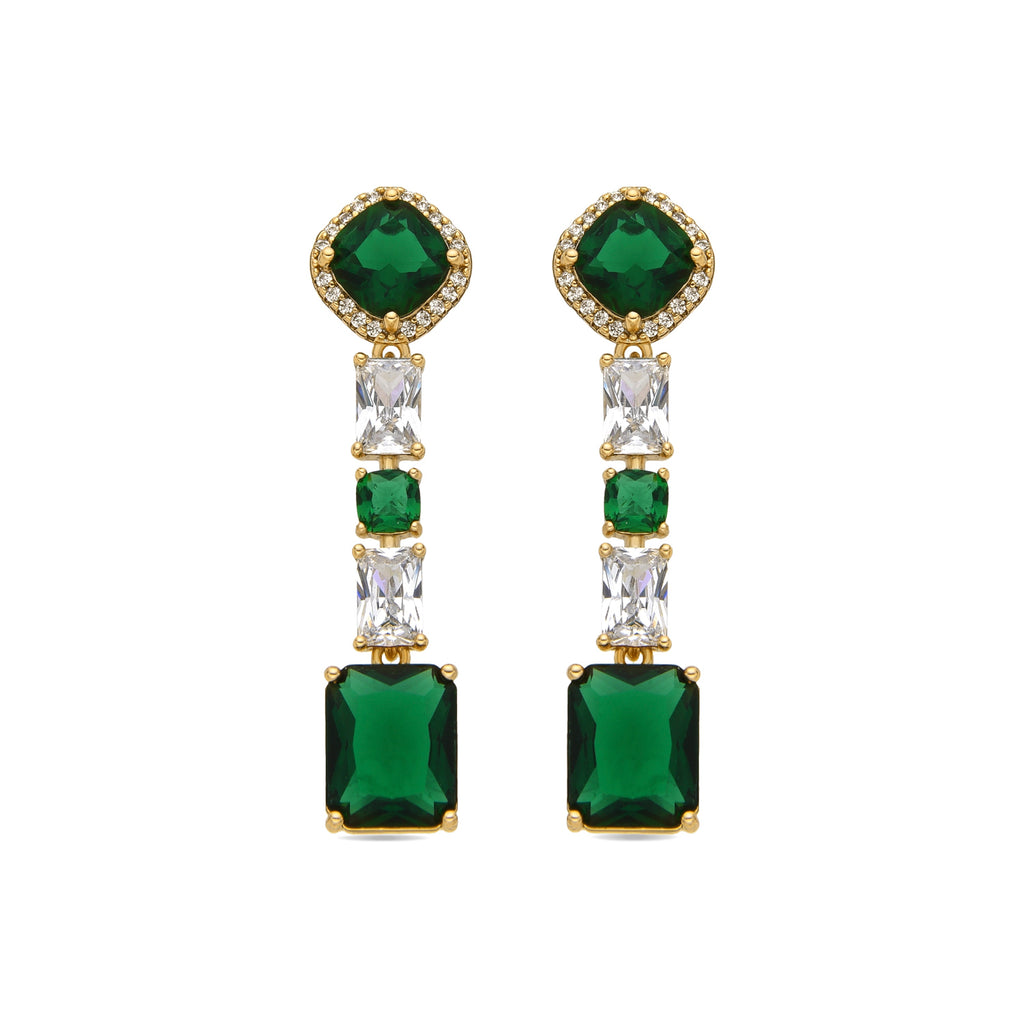 Pendientes con Circonita Esmeralda acabado oro 18k - Layzy