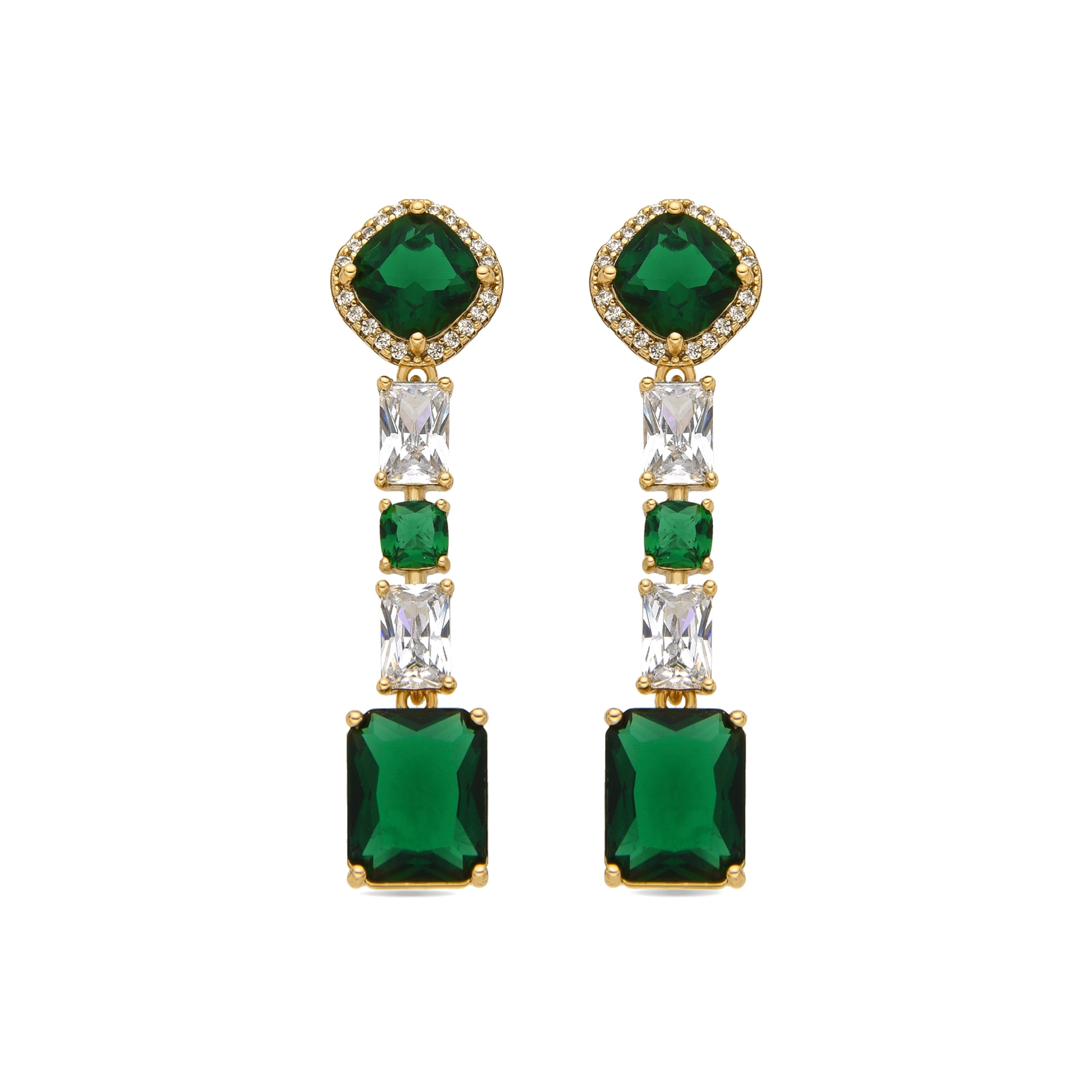 Pendientes con Circonita Esmeralda acabado oro 18k - Layzy