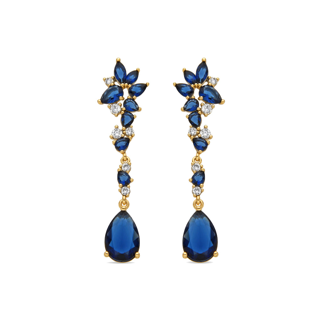 Pendientes con Circonita Zafiro acabado oro 18k - Ulies