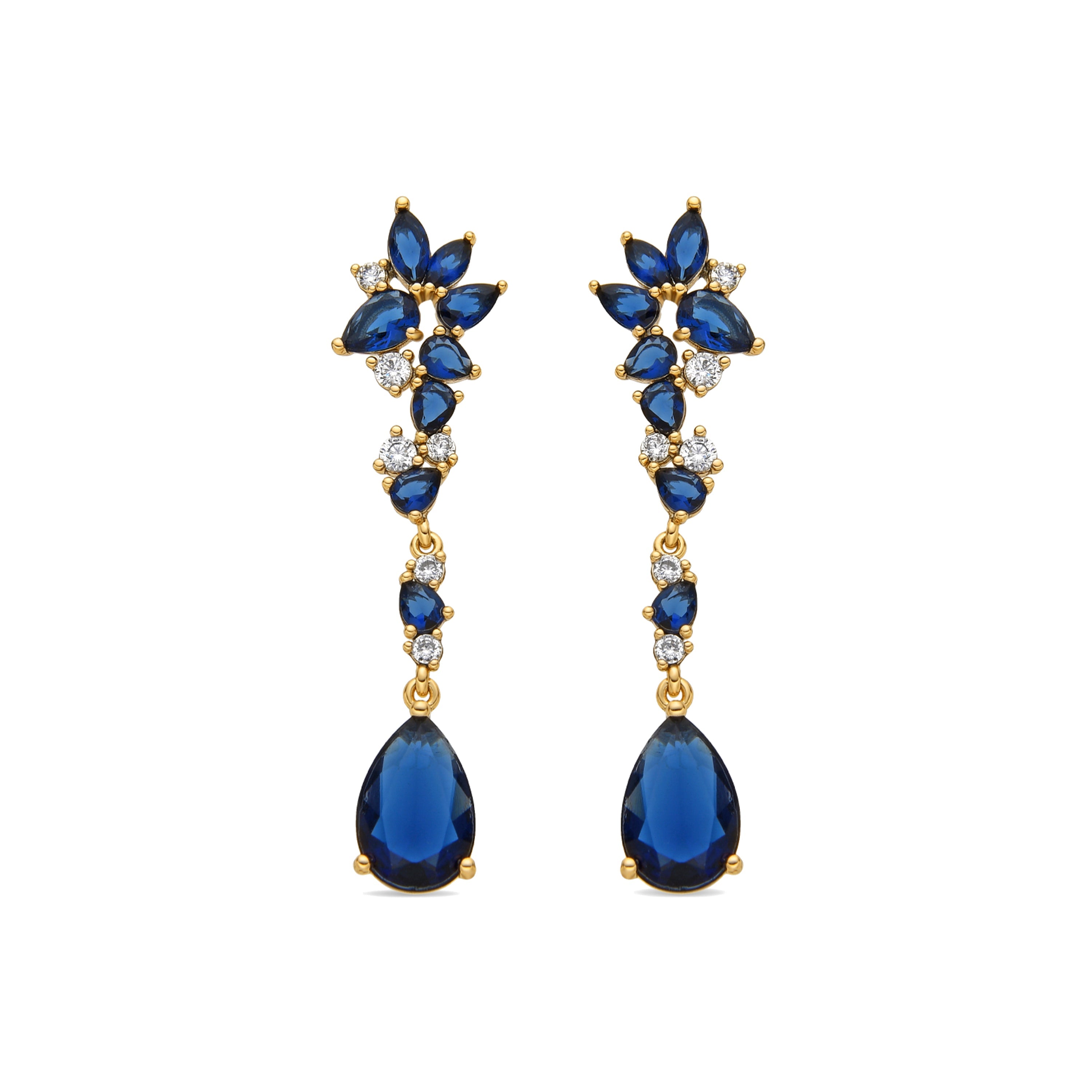 Pendientes con Circonita Zafiro acabado oro 18k - Ulies