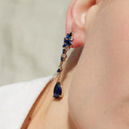 Pendientes con Circonita Zafiro acabado oro 18k - Ulies