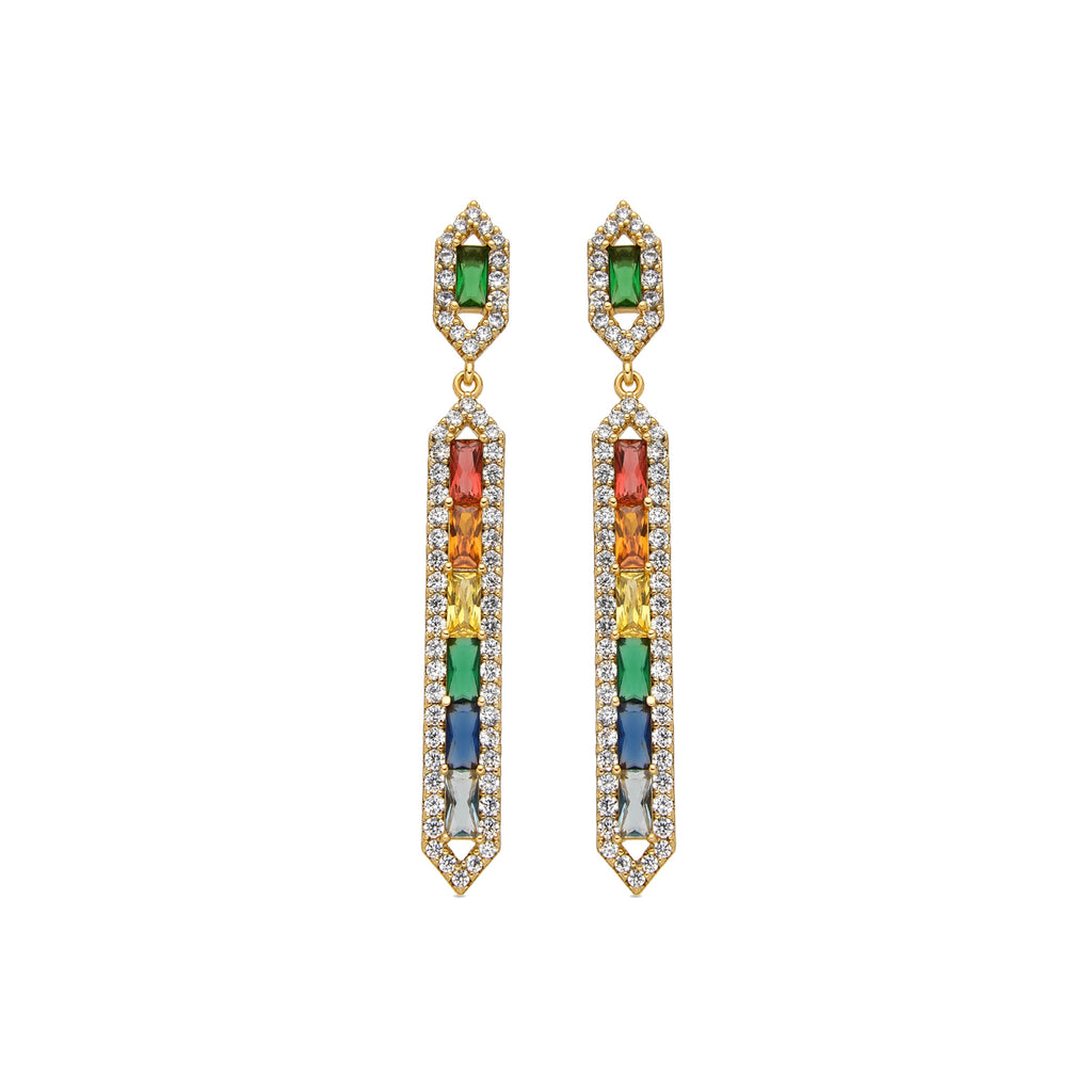 Pendientes con Circonita Multicolor acabado oro 18k - Brima