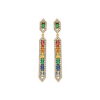 Pendientes con Circonita Multicolor acabado oro 18k - Brima