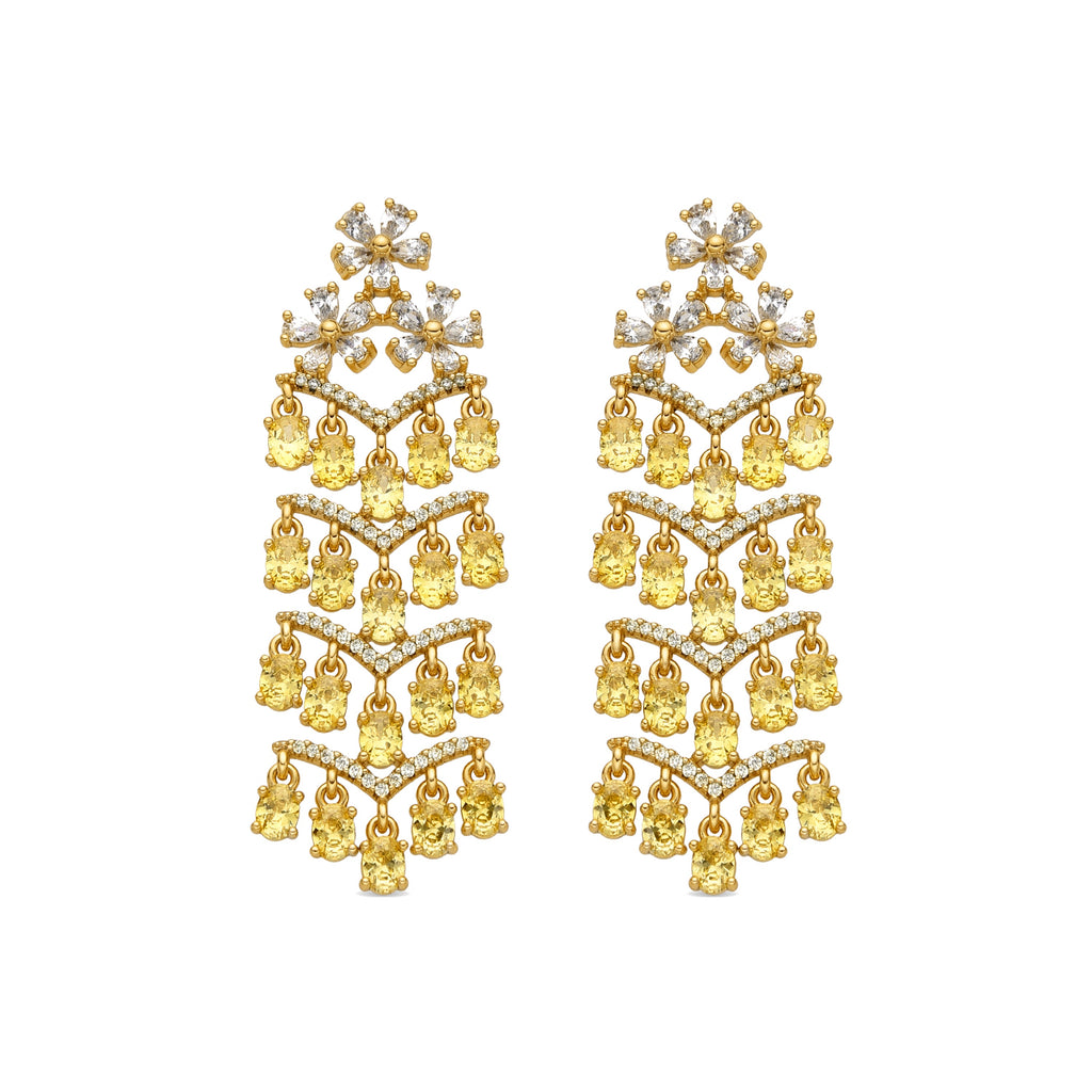 Pendientes con Padparadscha acabado oro 18k - Heweo