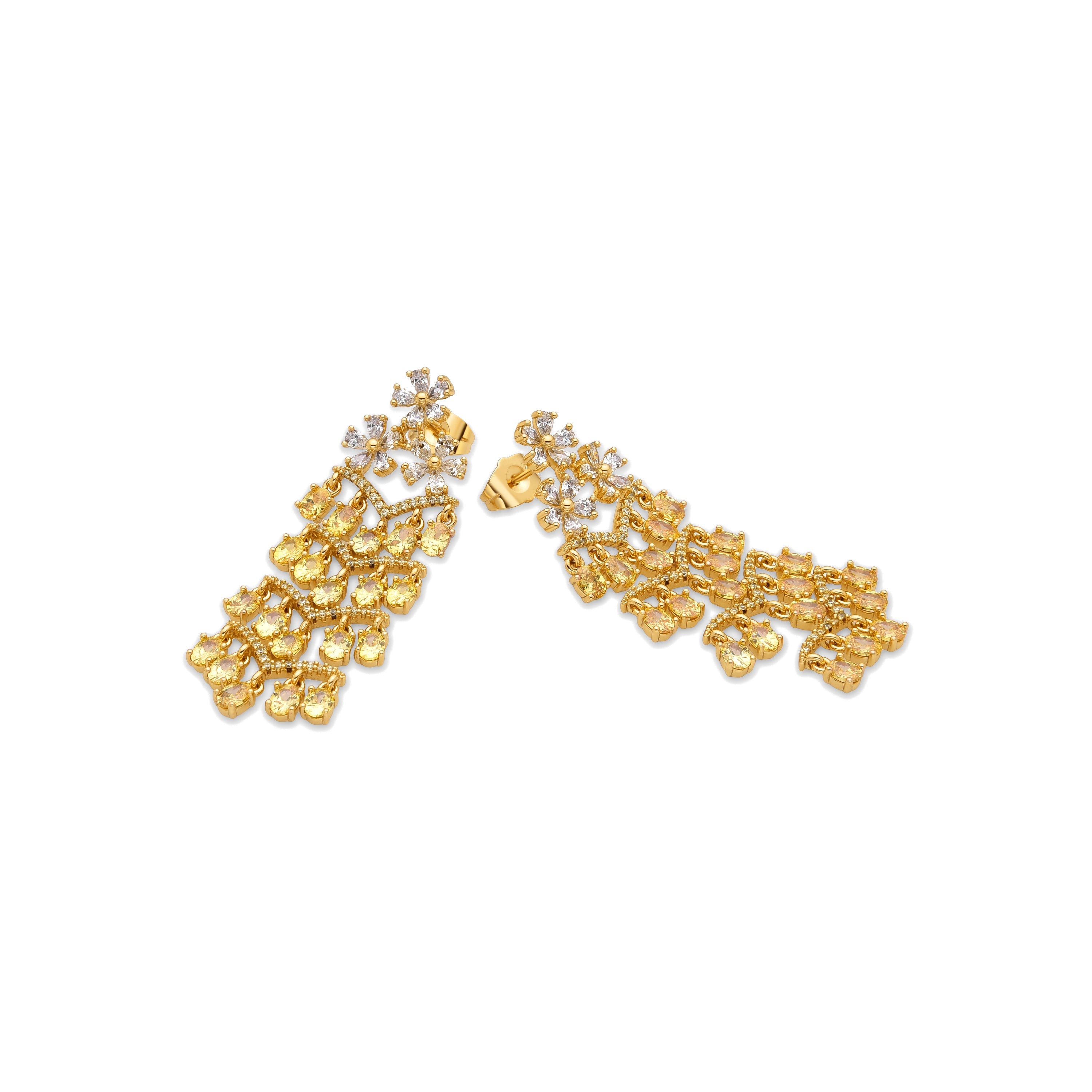 Pendientes con Padparadscha acabado oro 18k - Heweo